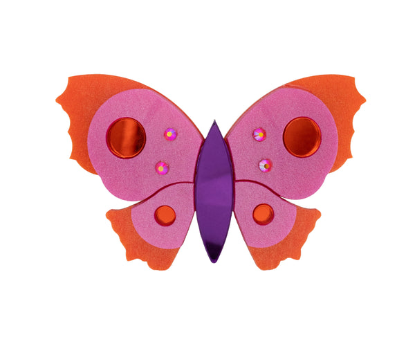 Papillon Rose&amp;Orange Brooch