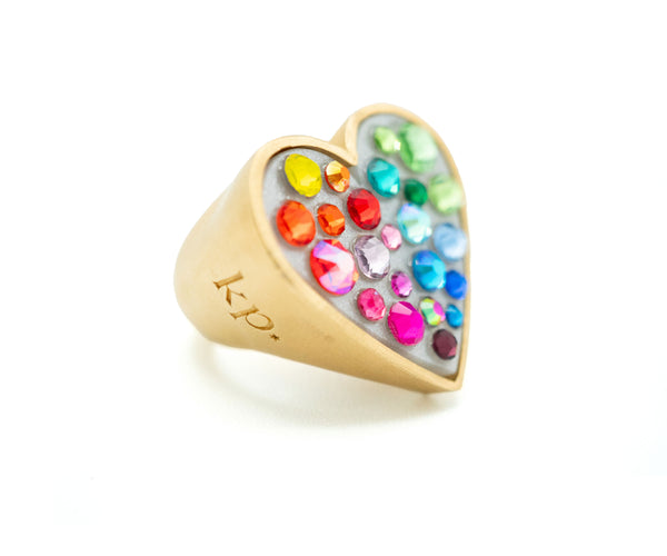 Anillo Heart Rainbow white