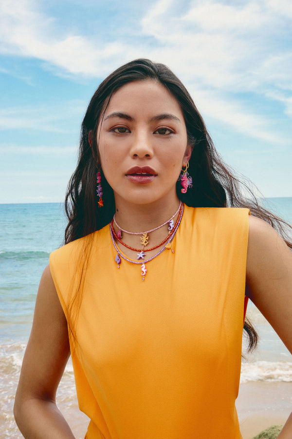 Collar Marino Orange Zircons