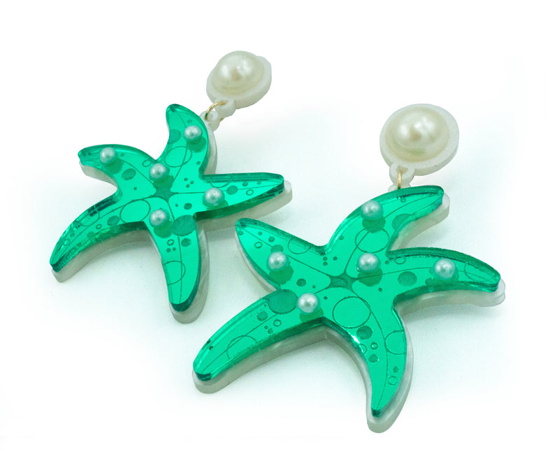 Estrellas de mar verdes perladas